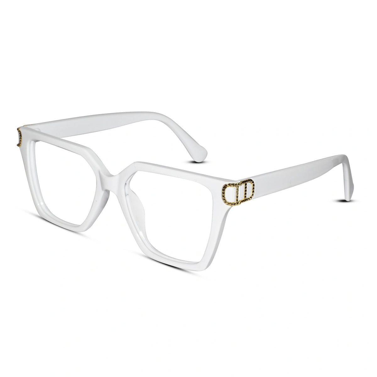 Oversize White Designer Square Eyeglasses For Women LKE23044-Black