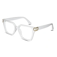 Oversize White Designer Square Eyeglasses For Women LKE23044-Black