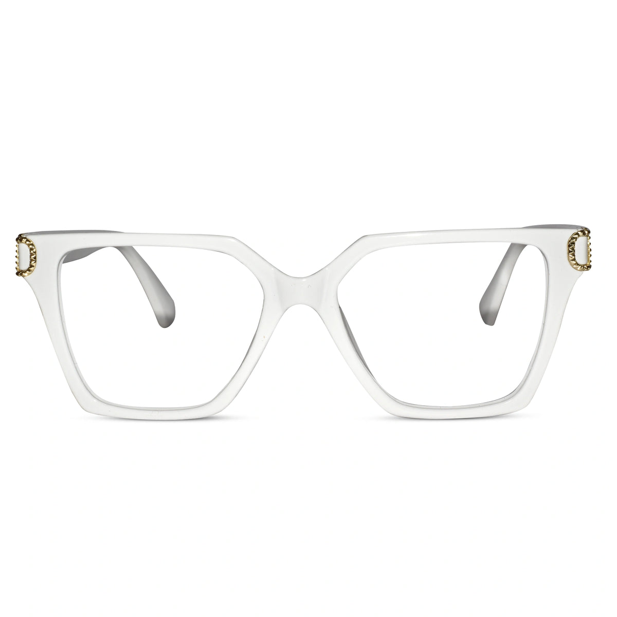 Oversize White Designer Square Eyeglasses For Women LKE23044-Black