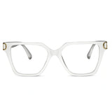 Oversize White Designer Square Eyeglasses For Women LKE23044-Black