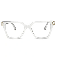 Oversize White Designer Square Eyeglasses For Women LKE23044-Black