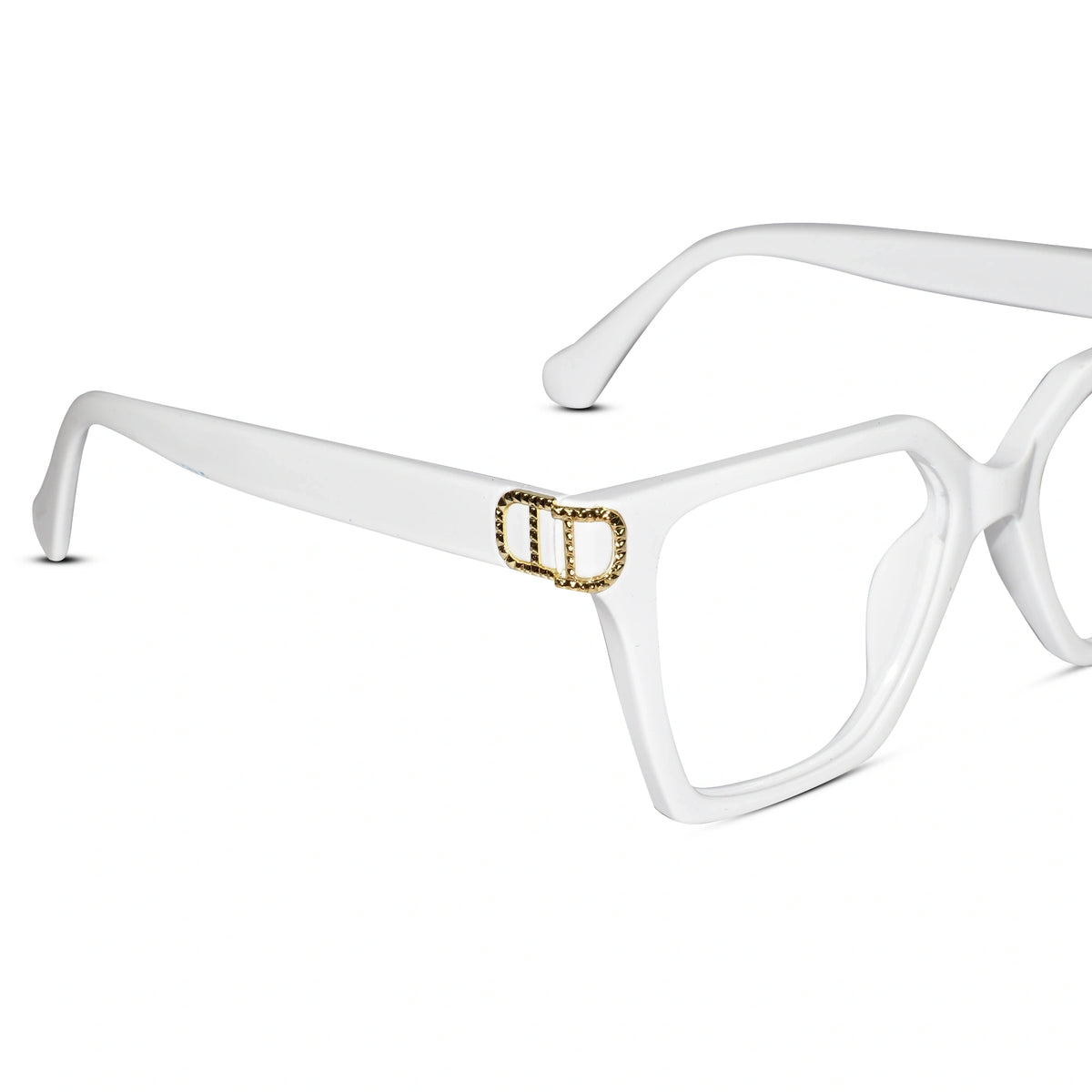 Oversize White Designer Square Eyeglasses For Women LKE23044-Black