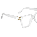 Oversize White Designer Square Eyeglasses For Women LKE23044-Black
