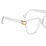 Oversize White Designer Square Eyeglasses For Women LKE23044-Black