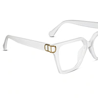 Oversize White Designer Square Eyeglasses For Women LKE23044-Black