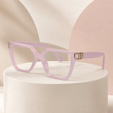Oversize White Designer Square Eyeglasses For Women LKE23044-Black