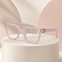 Oversize White Designer Square Eyeglasses For Women LKE23044-Black