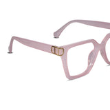 Oversize White Designer Square Eyeglasses For Women LKE23044-Black