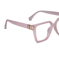 Oversize White Designer Square Eyeglasses For Women LKE23044-Black