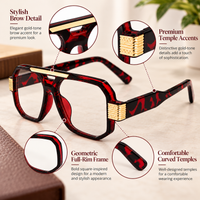 Marshell Rectangular Intelligent Zoom Reading Glasses with Gold Metal Accents for Men & Women- MRRGT