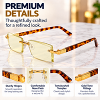 iReaders Premium Rimless Reading Glasses with Tortoiseshell Temples  - RRGT1