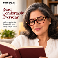Marshell Rectangular Intelligent Zoom Reading Glasses with Gold Metal Accents for Men & Women- MRRGT