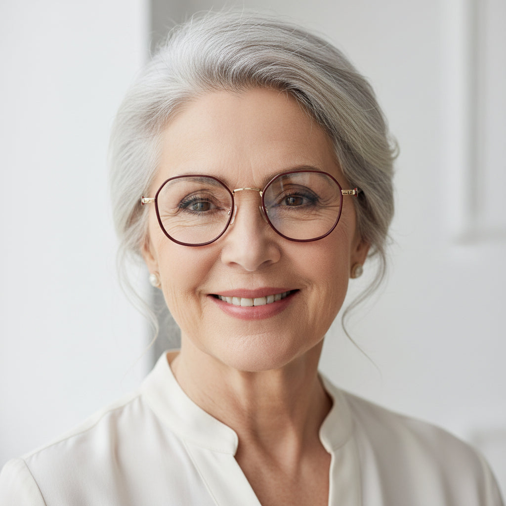 Red Hexagonal Eyeglasses For Women LKE0672-RED