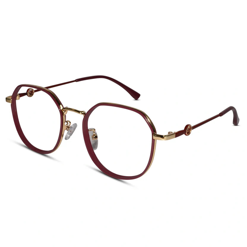 Red Hexagonal Eyeglasses For Women LKE0672-RED