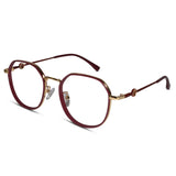 Red Hexagonal Eyeglasses For Women LKE0672-RED