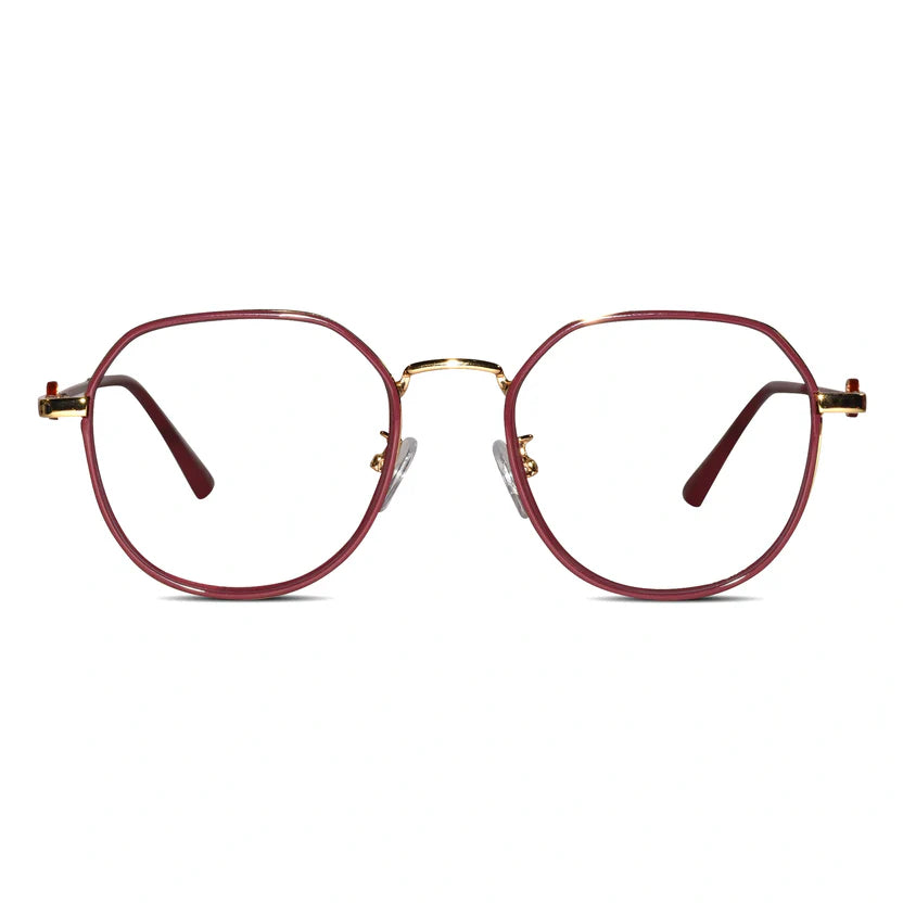 Red Hexagonal Eyeglasses For Women LKE0672-RED