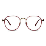 Red Hexagonal Eyeglasses For Women LKE0672-RED