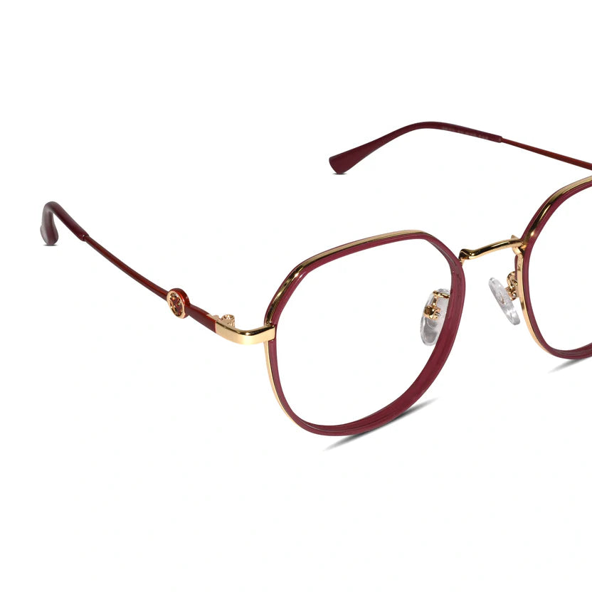 Red Hexagonal Eyeglasses For Women LKE0672-RED