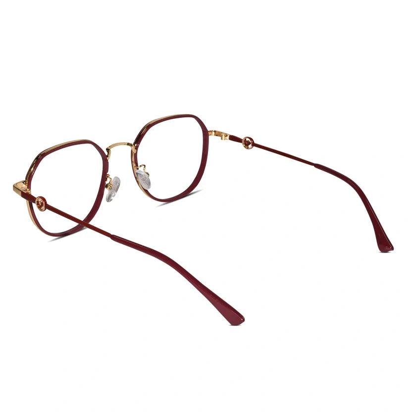 Red Hexagonal Eyeglasses For Women LKE0672-RED