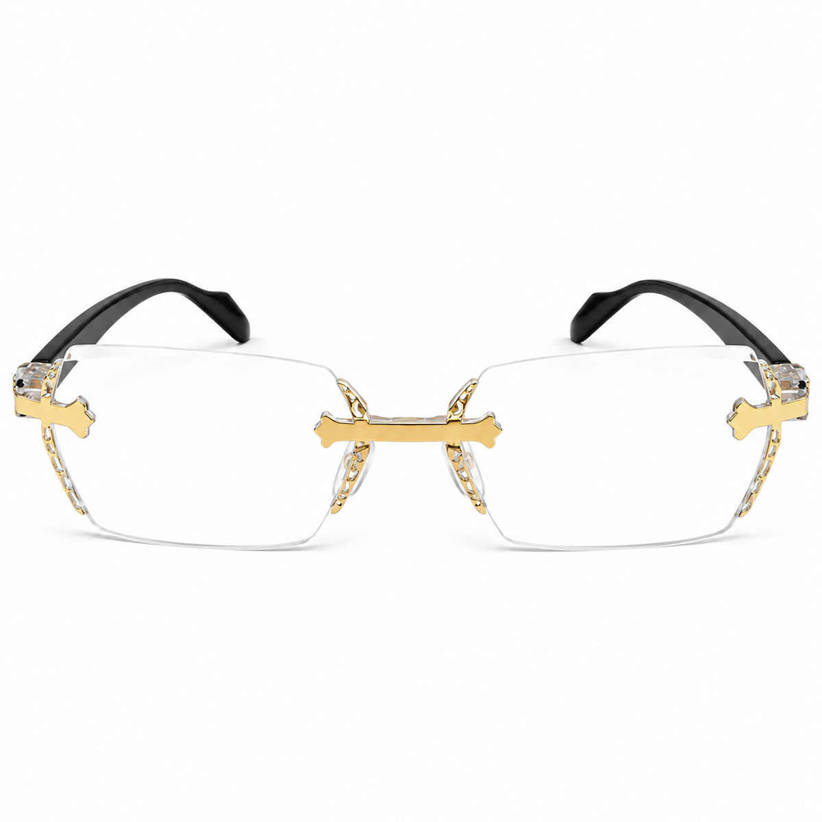 Rimless Gold & Black Premium Designer Single Vision Intelligent Zoom Reading Glasses for Men & Women - DRRG1