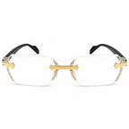 Rimless Gold & Black Premium Designer Single Vision Intelligent Zoom Reading Glasses for Men & Women - DRRG1