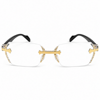 Rimless Gold & Black Premium Designer Single Vision Intelligent Zoom Reading Glasses for Men & Women - DRRG1