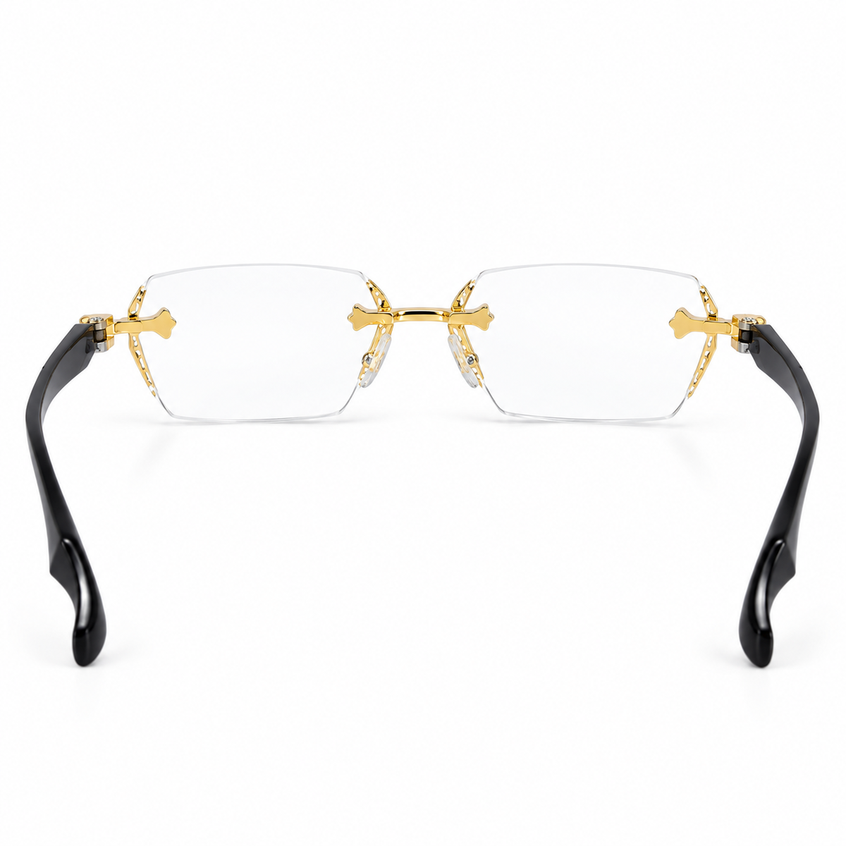 Rimless Gold & Black Premium Designer Single Vision Intelligent Zoom Reading Glasses for Men & Women - DRRG1