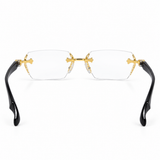 Rimless Gold & Black Premium Designer Single Vision Intelligent Zoom Reading Glasses for Men & Women - DRRG1