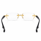 Rimless Gold & Black Premium Designer Single Vision Intelligent Zoom Reading Glasses for Men & Women - DRRG1
