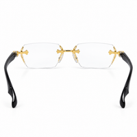 Rimless Gold & Black Premium Designer Single Vision Intelligent Zoom Reading Glasses for Men & Women - DRRG1