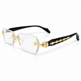 Rimless Gold & Black Premium Designer Single Vision Intelligent Zoom Reading Glasses for Men & Women - DRRG1