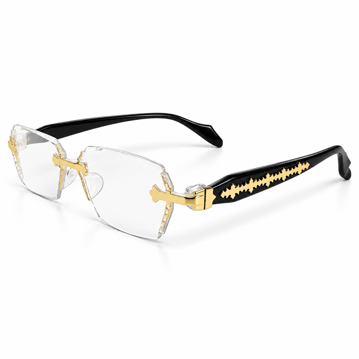 Rimless Gold & Black Premium Designer Single Vision Intelligent Zoom Reading Glasses for Men & Women - DRRG1