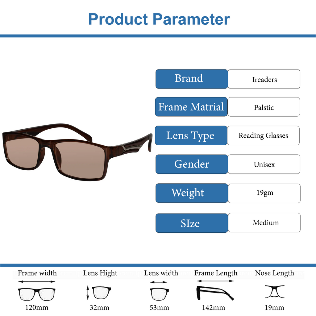 Brown Tint Bifocal Intelligent Zoom reading Glasses(FFTK01-D)