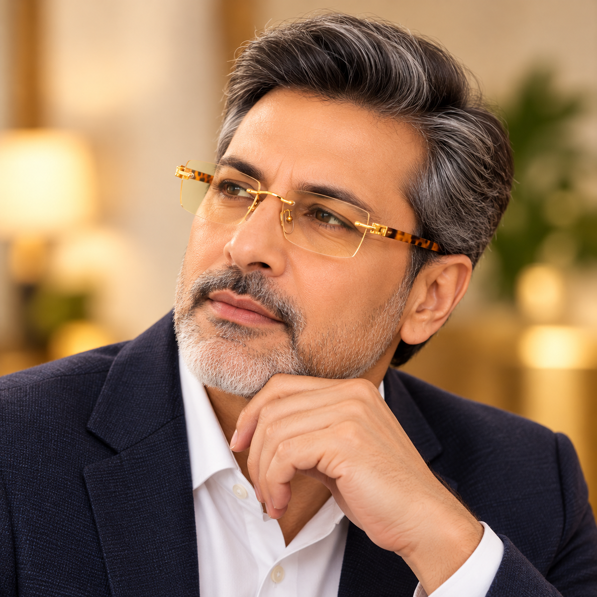 iReaders Premium Rimless Reading Glasses with Tortoiseshell Temples  - RRGT1