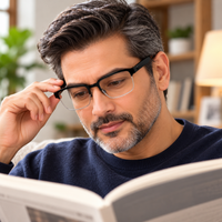 Keymount Black Intelligent Zoom Bifocal Reading Glasses for Men & Women -3KBF
