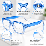 Rectanguler Black & Blue Bifocal Reading Glasses Pack of 2 for Men & Women - RBBBRG2