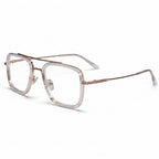 Transparent Gold Full Rim Rectangular Reading Glasses For Men LKE2229-TRANS GLD