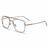 Transparent Gold Full Rim Rectangular Reading Glasses For Men LKE2229-TRANS GLD