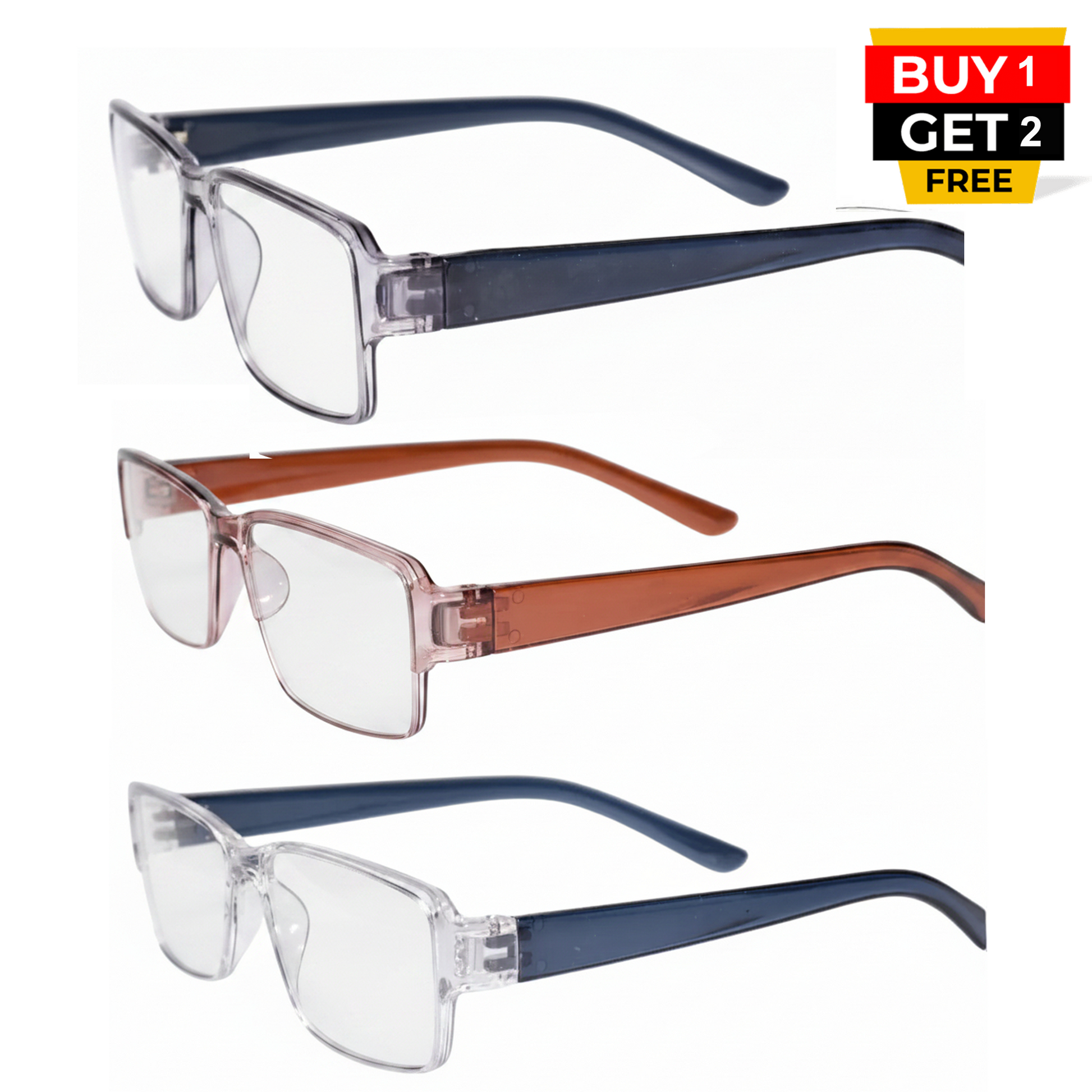Bi-Focal Brown  Frame Flexible One Power Reading Glasses - 3RCKT