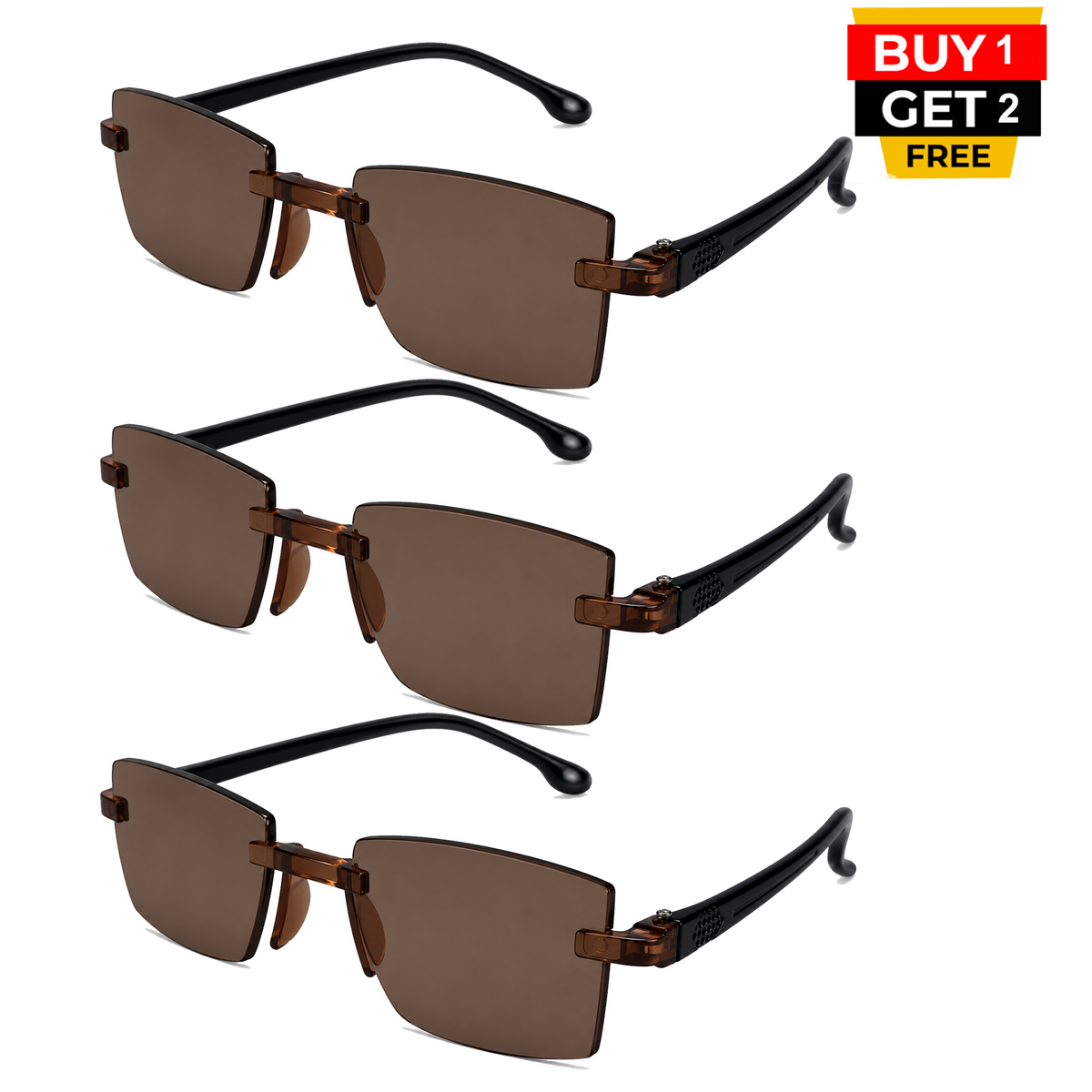 Rimless Bifocal Brown Daily Use Reading Glasses 3BRG01