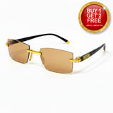 Brown Tint Bifocal Rimless Reading Glasses -3BBFTG