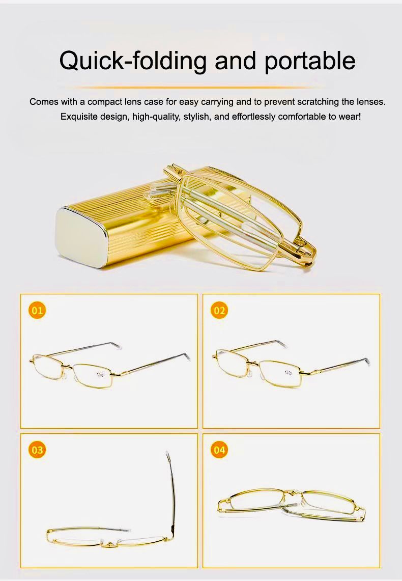 Metal Foldable Golden One Power Zoom Reading Glasses(MFRG2)