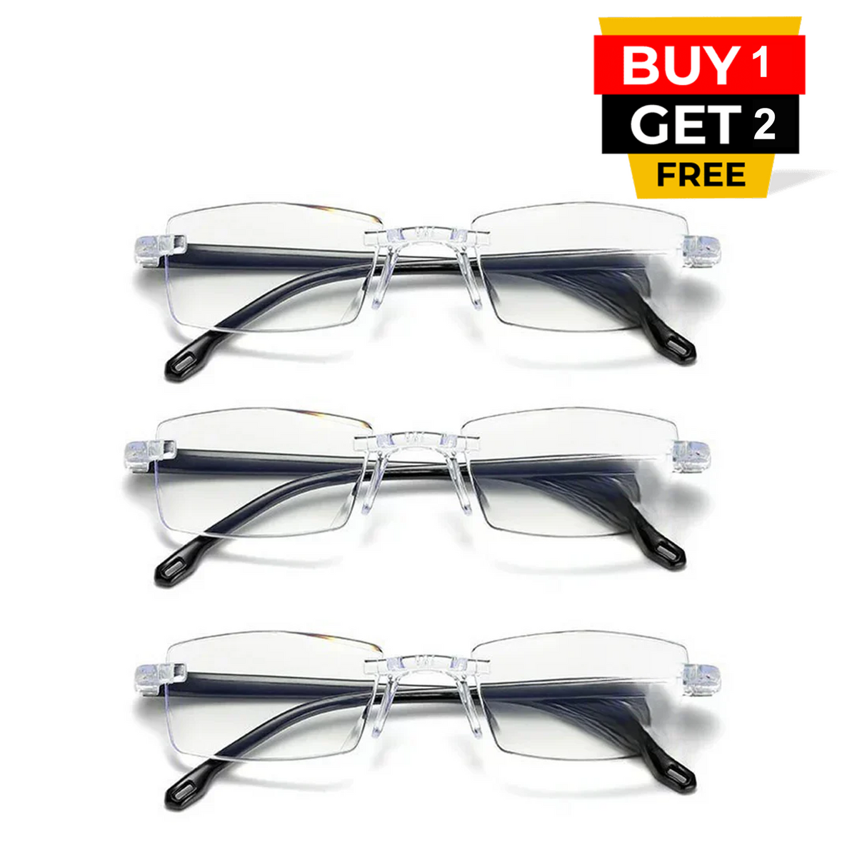 dual vision frameless minimalist zoom reading glasses  with adaptive according to mature people 