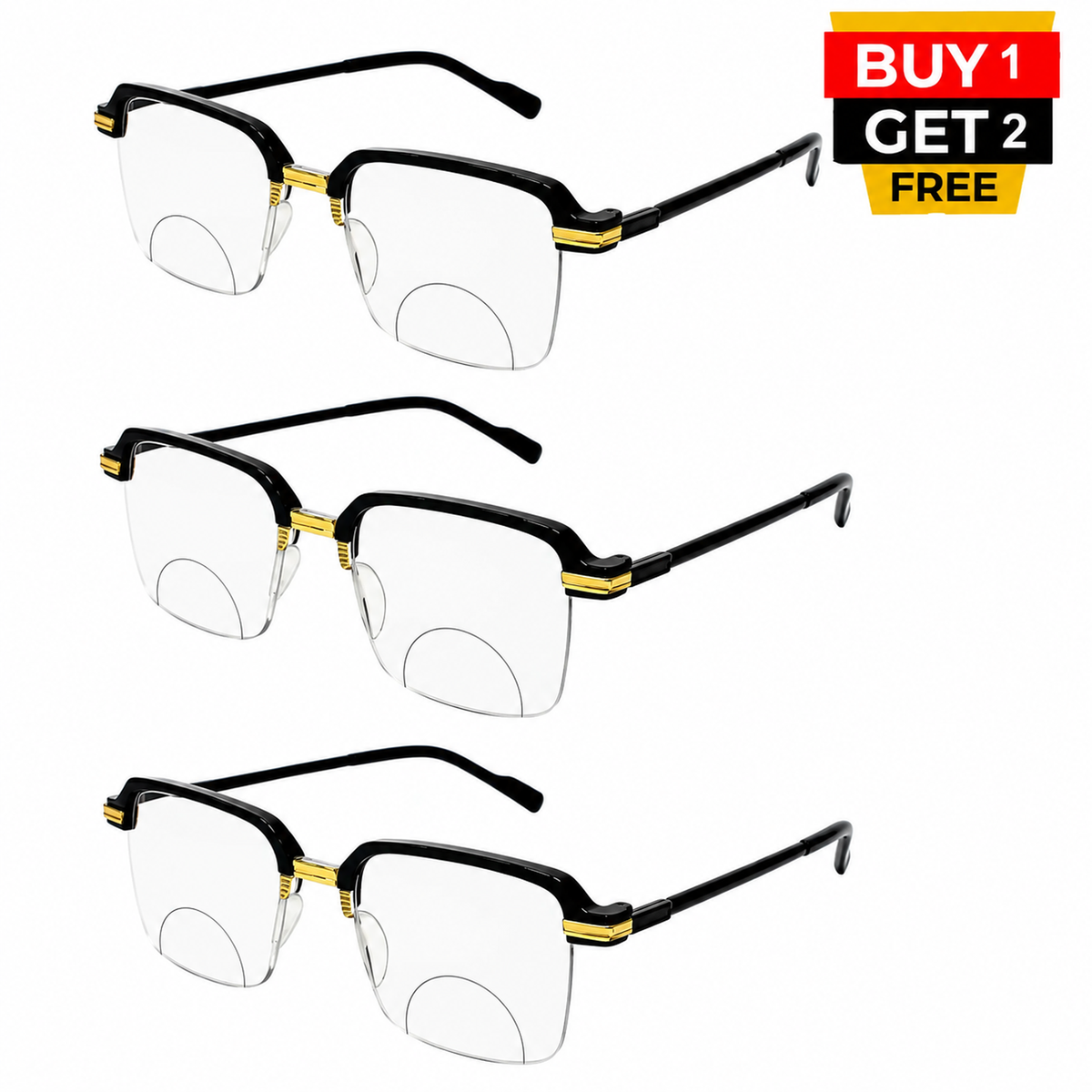 Stylish Black Golden Bifocal Reading glasses For Men and Women -3GBRG2