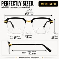 Stylish Black Golden Bifocal Reading glasses For Men and Women -3GBRG2