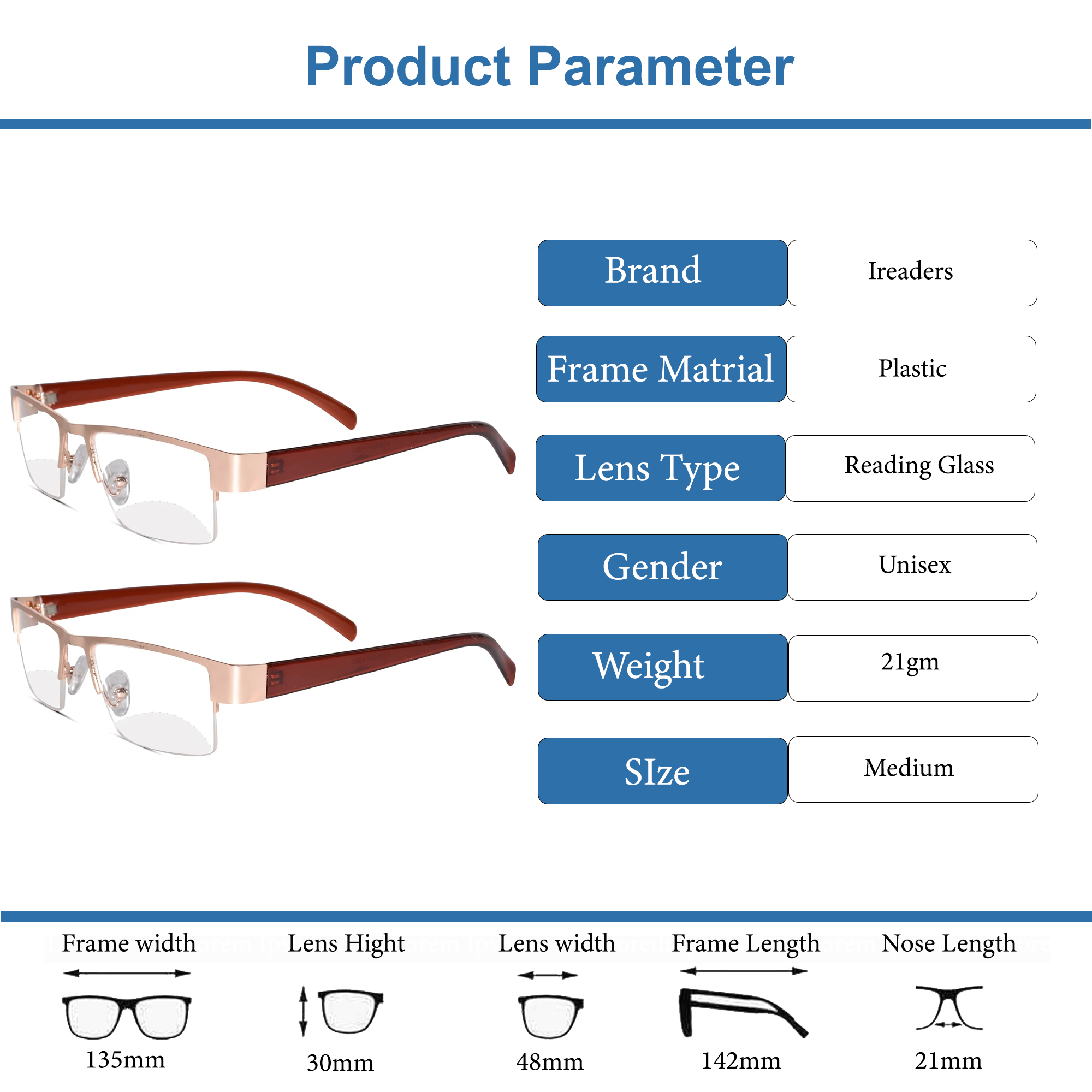 Half Frame Intelligent Zoom Reading Glasses(HFCKT01-D)