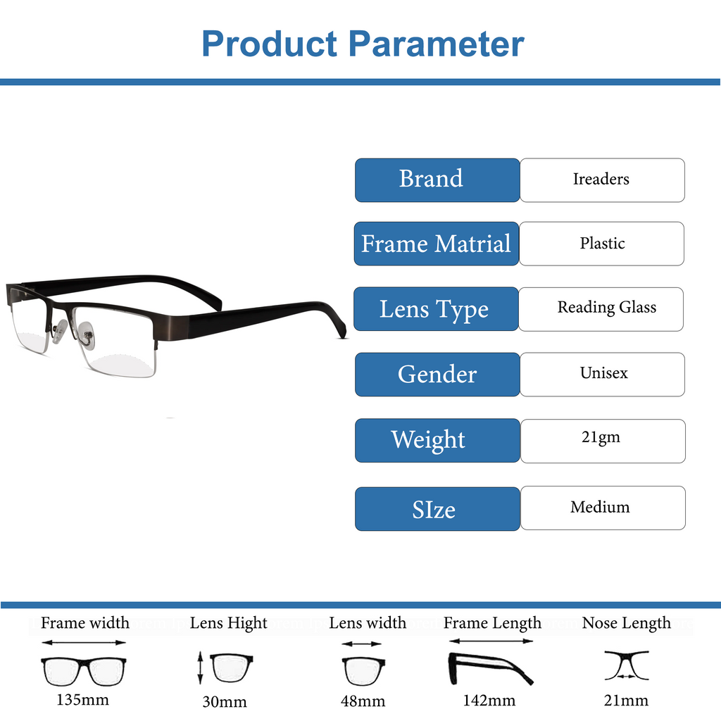 Half Frame Intelligent Zoom Reading Glasses(HFCKT01-D)